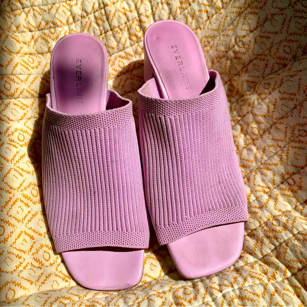 EVERLANE Gorgeous Lilac Glove Open Toe Mules Heels Block Heel Sandals size 5.5